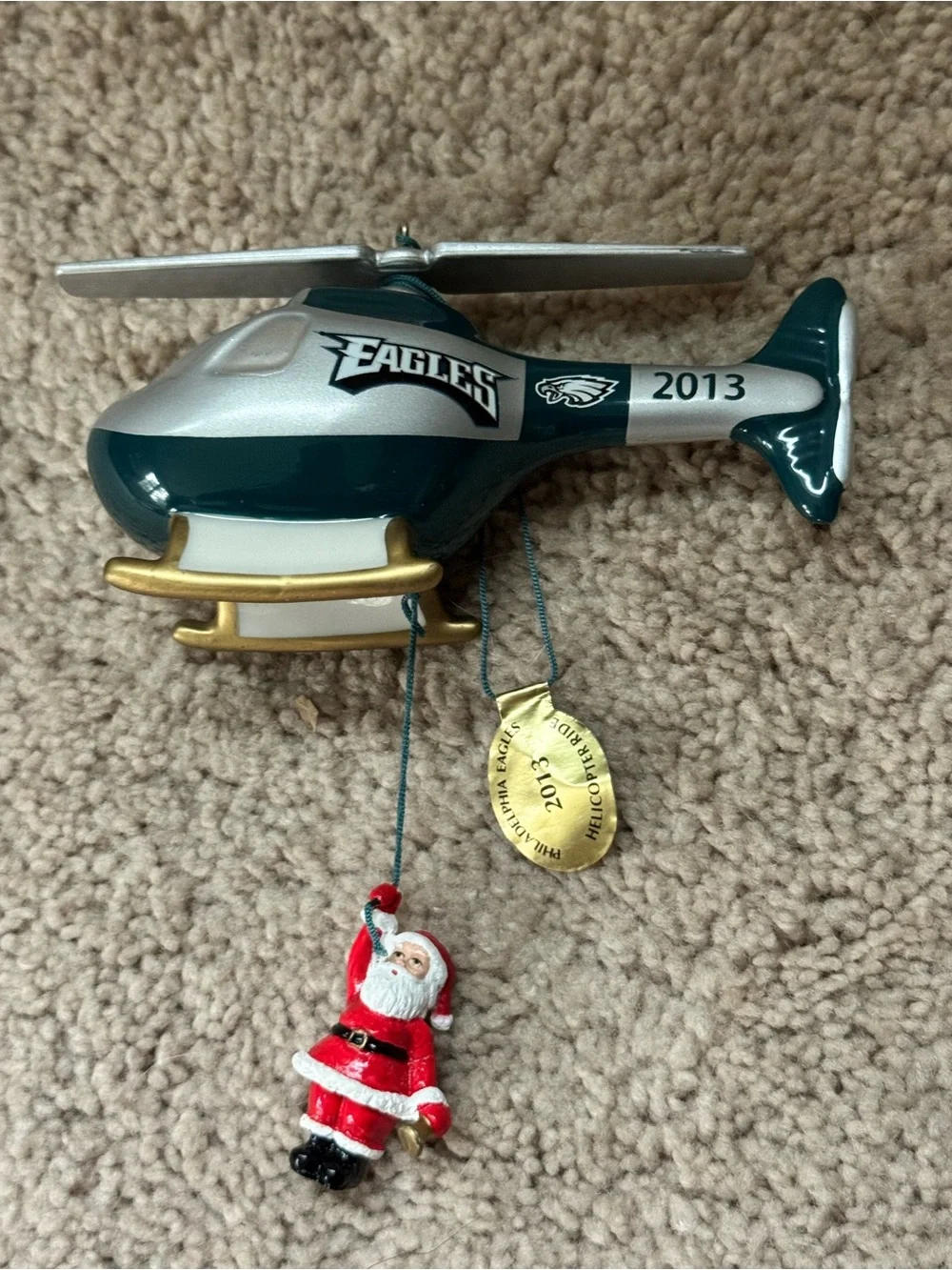 Philadelphia Eagles 2013 Helicopter Ride Danbury Mint Ornament w Box/No Lid
